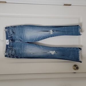 A2 Jeans, Size 3, Destroyed Flare Leg Blue Jeans, Gently Used Condition